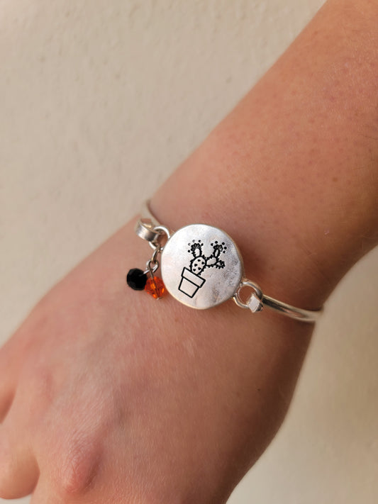 Cactus Cuff Bracelet - Orange & Black Charms