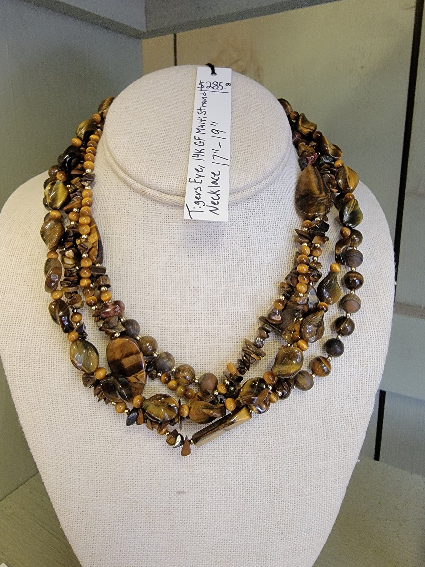 Tigerseye Beaded Twist Necklace - 14kt Gold-Filled - One Of A Kind