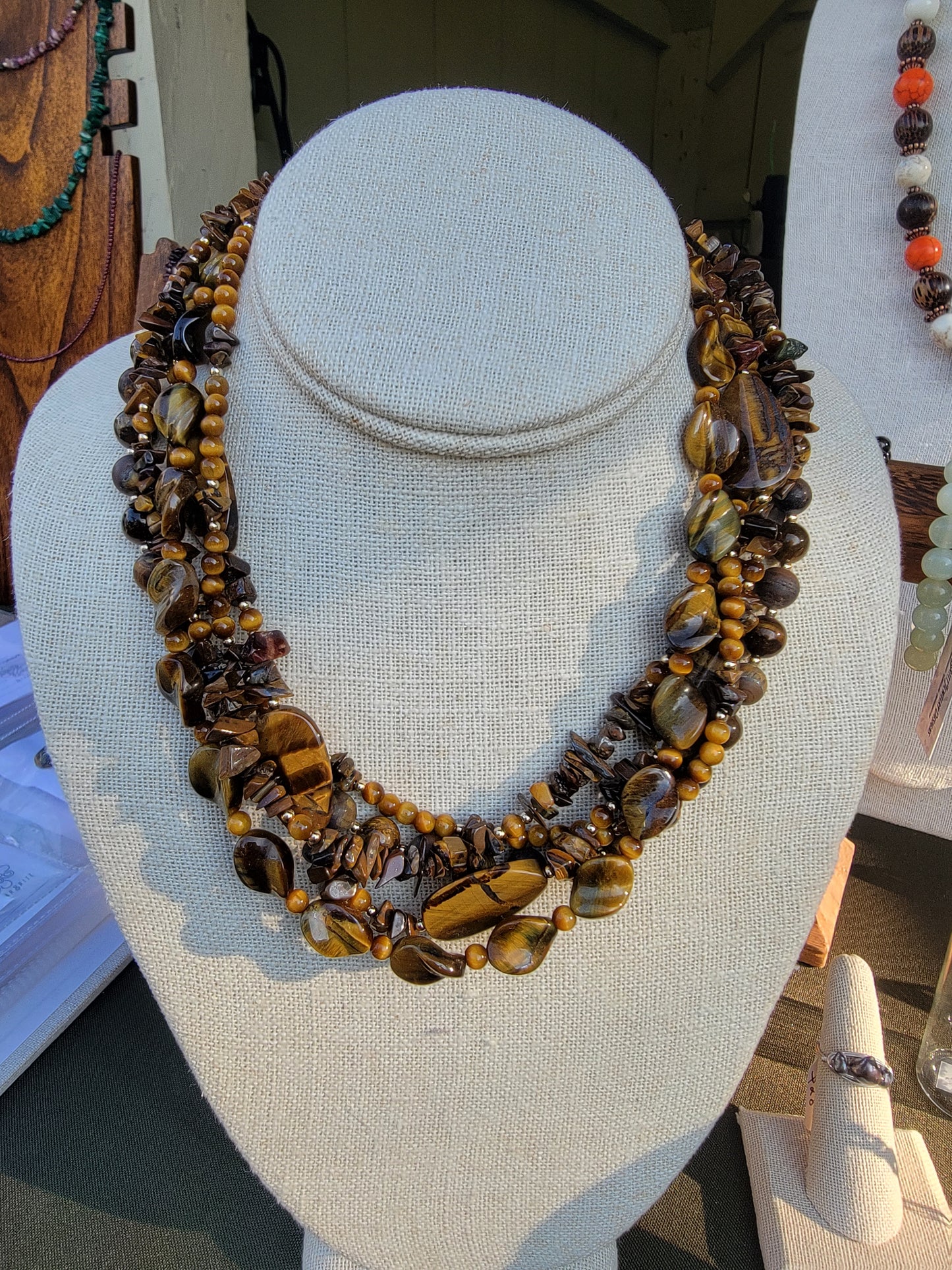 Tigerseye Beaded Twist Necklace - 14kt Gold-Filled - One Of A Kind