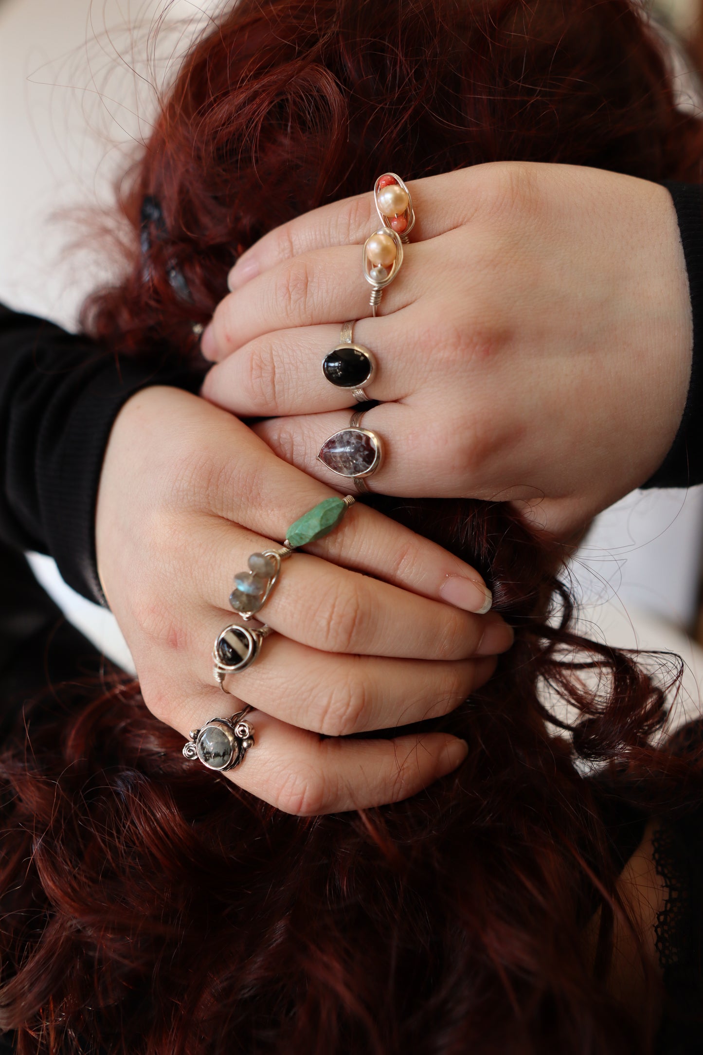 Rose Ring - Snowflake Obsidian - .925 Sterling Silver - One-Of-A-Kind