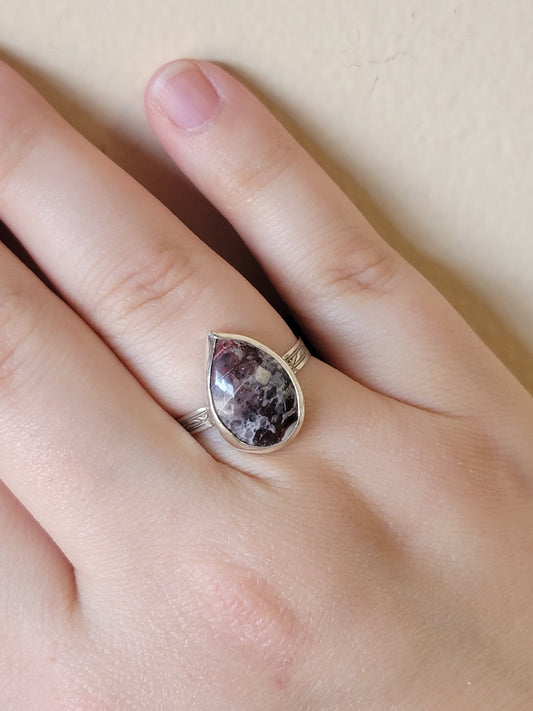 Teardrop Ring - Crazy Lace Agate - .925 Sterling Silver - One-Of-A-Kind