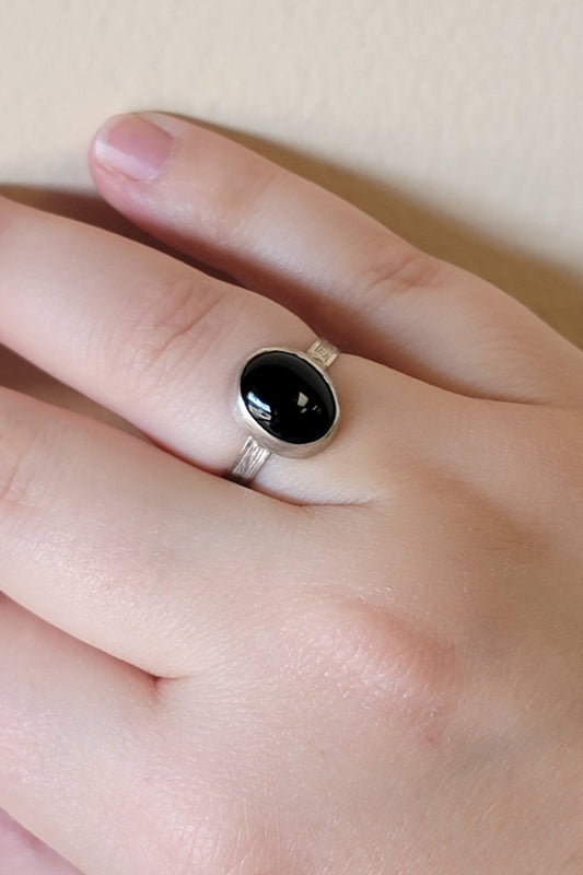 Oval Ring - Black Onyx - .925 Sterling Silver - One-Of-A-Kind