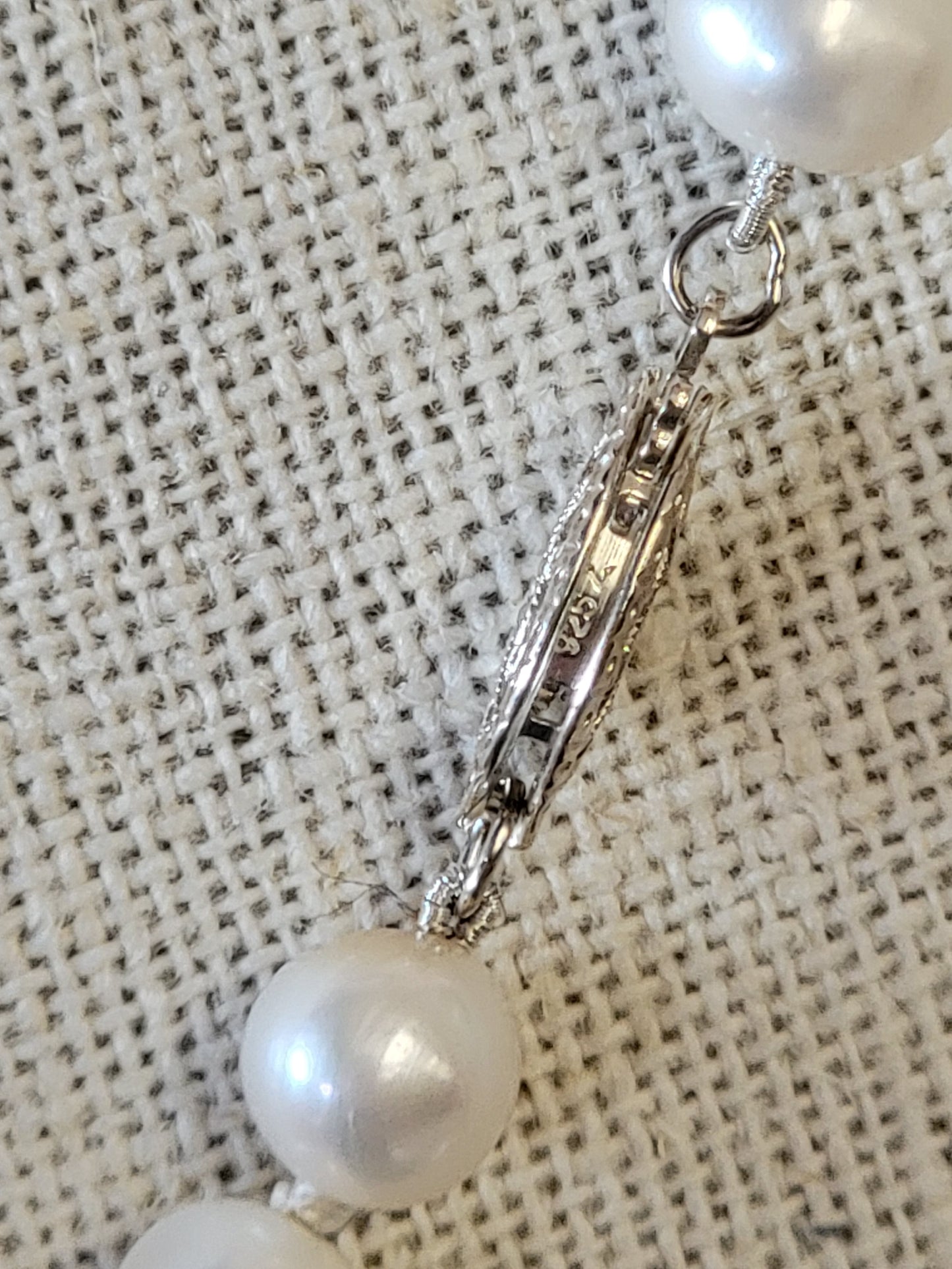 White Handtied Freshwater Pearls - Sterling Silver Hook Clasp - 100% Silk