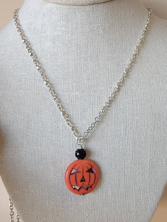 Jack-o'-lantern Necklace - Black Sparkle