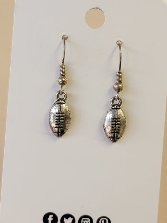 Tiny Football Earrings - Silver