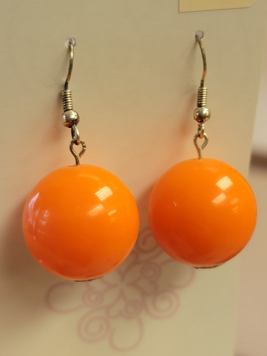 Neon Orange Ball Earrings