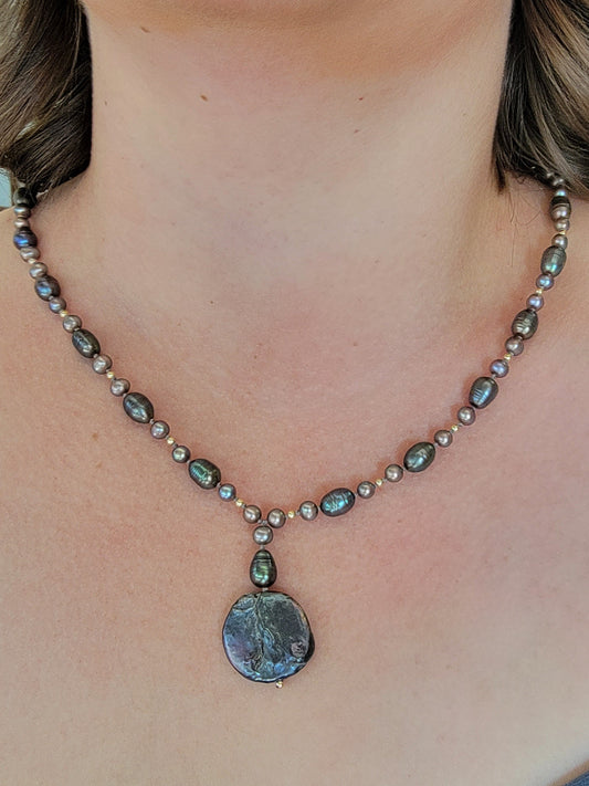 Baroque Coin Pearl Necklace- 14kt Gold-Filled - One Of A Kind