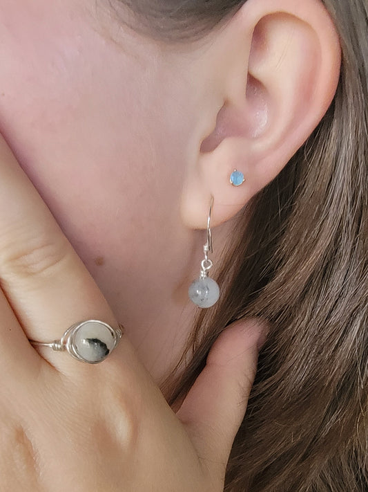 Quartz & Tourmaline Sterling Silver Earrings