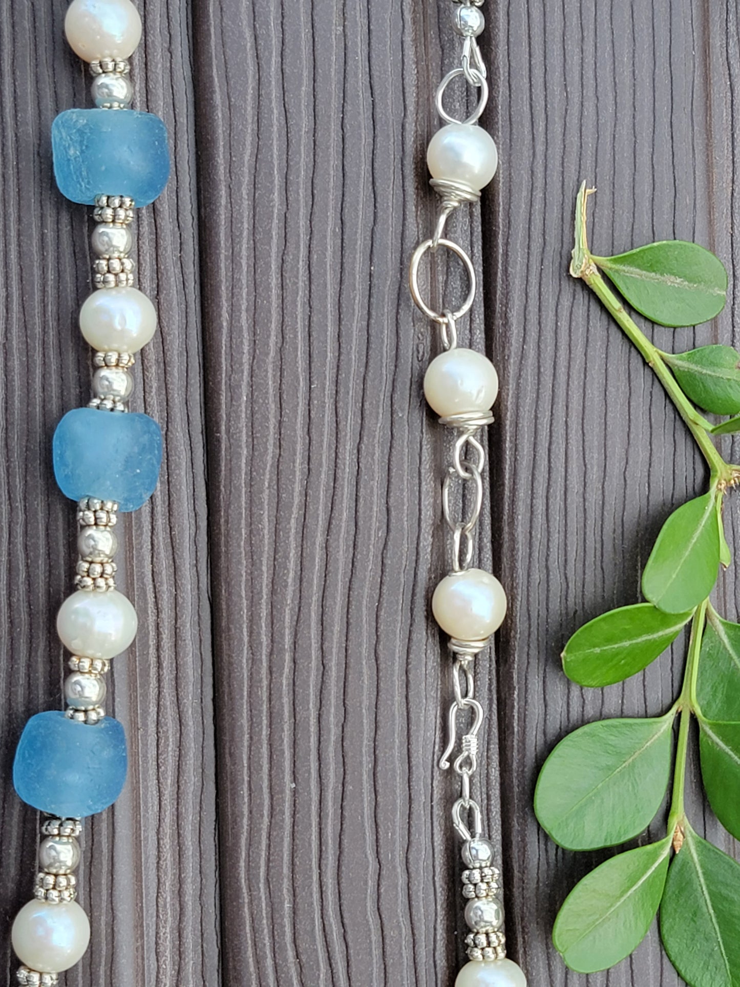 Sister Strand Necklaces — Recycled African Glass, Moonstone & .925 Sterling Silver