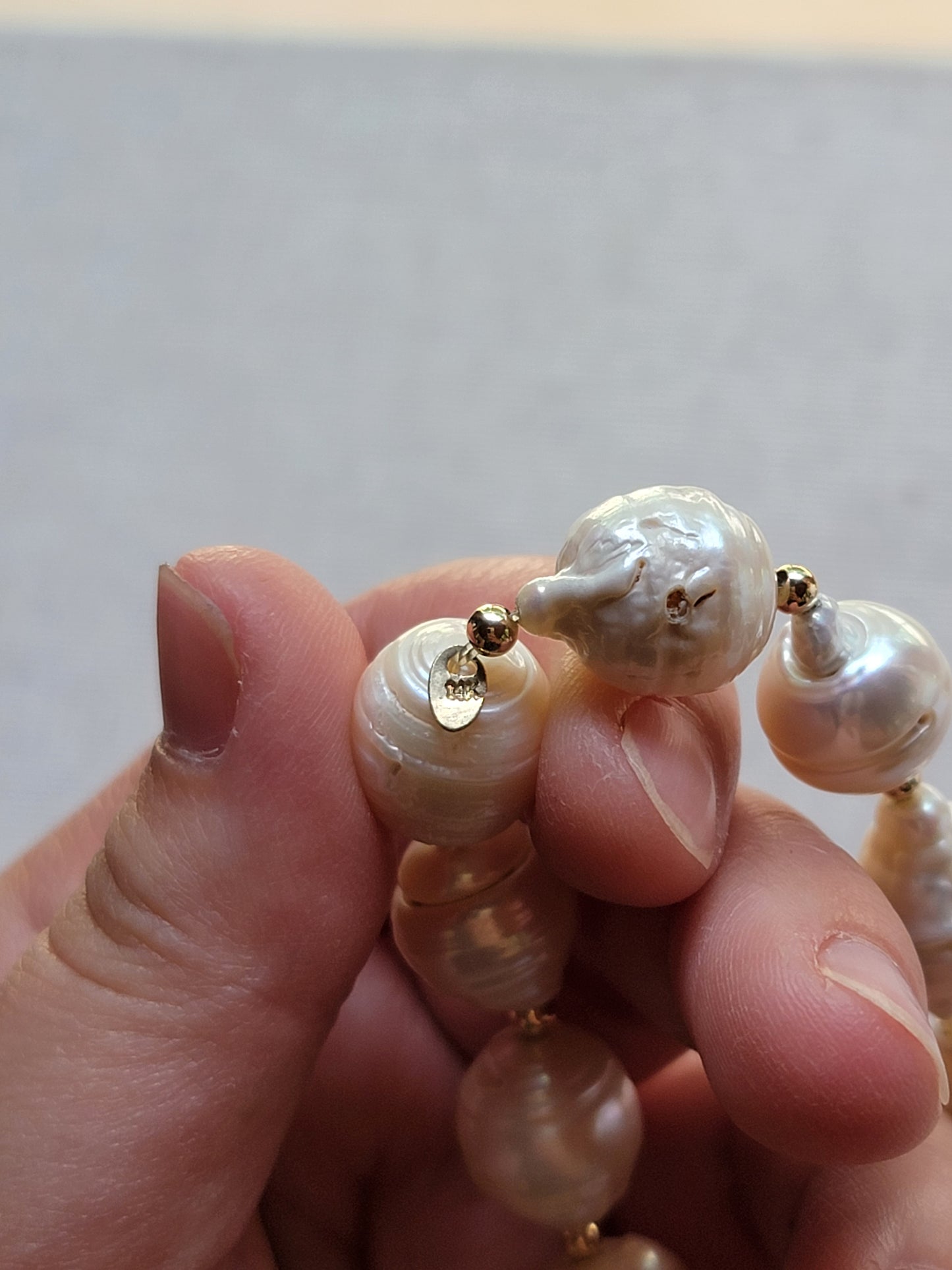 Baroque Pearl Bracelet in Solid 14kt Gold