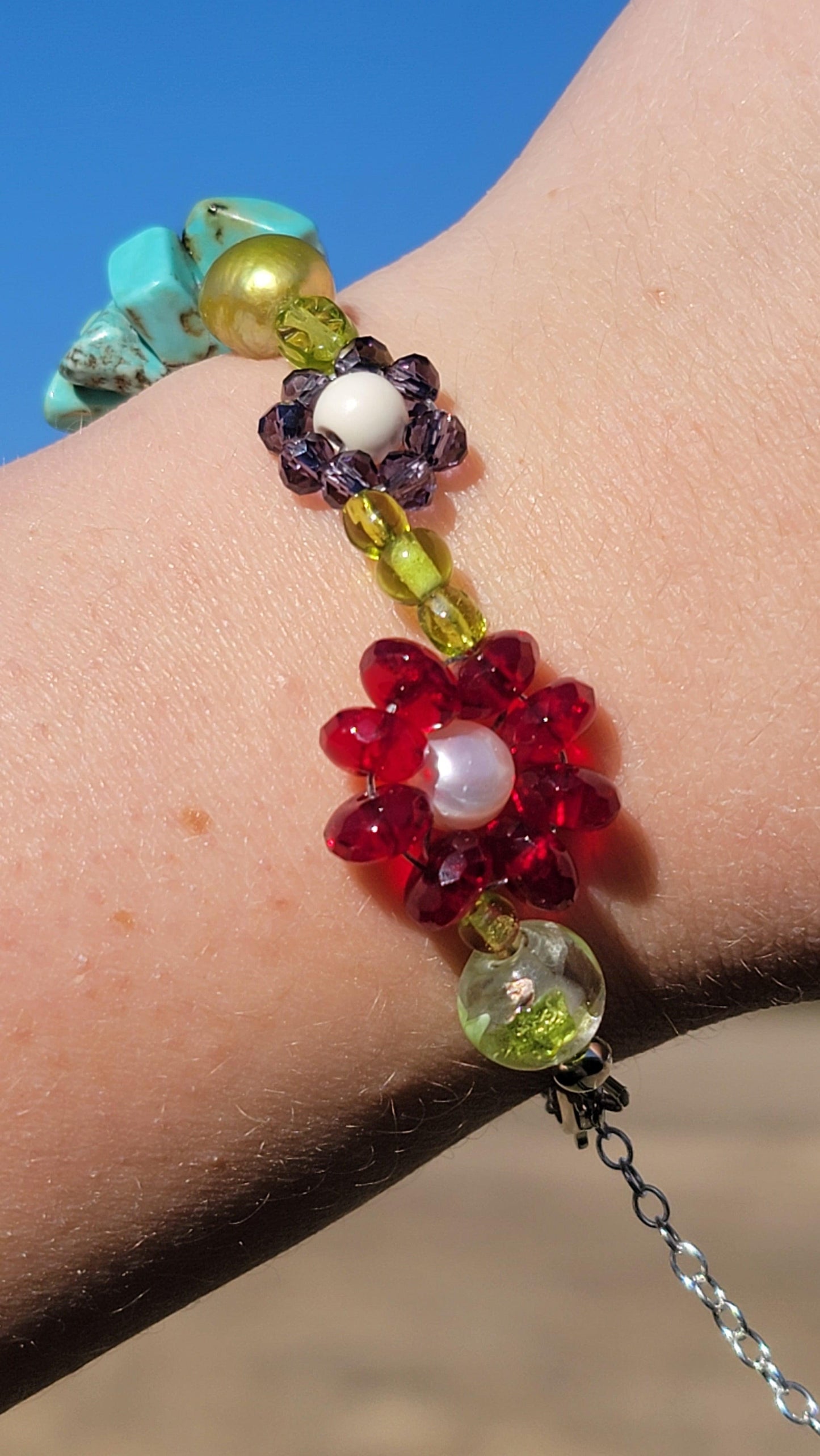 Beaded Flower Bracelet - Made to order