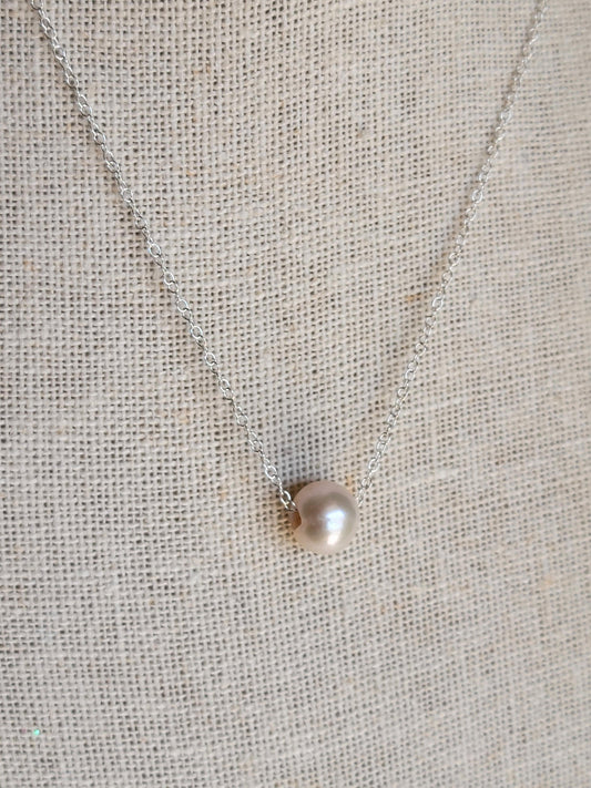 Sliding Pearl Necklace - .925 Sterling Silver - Freshwater Pearl - Made to Order