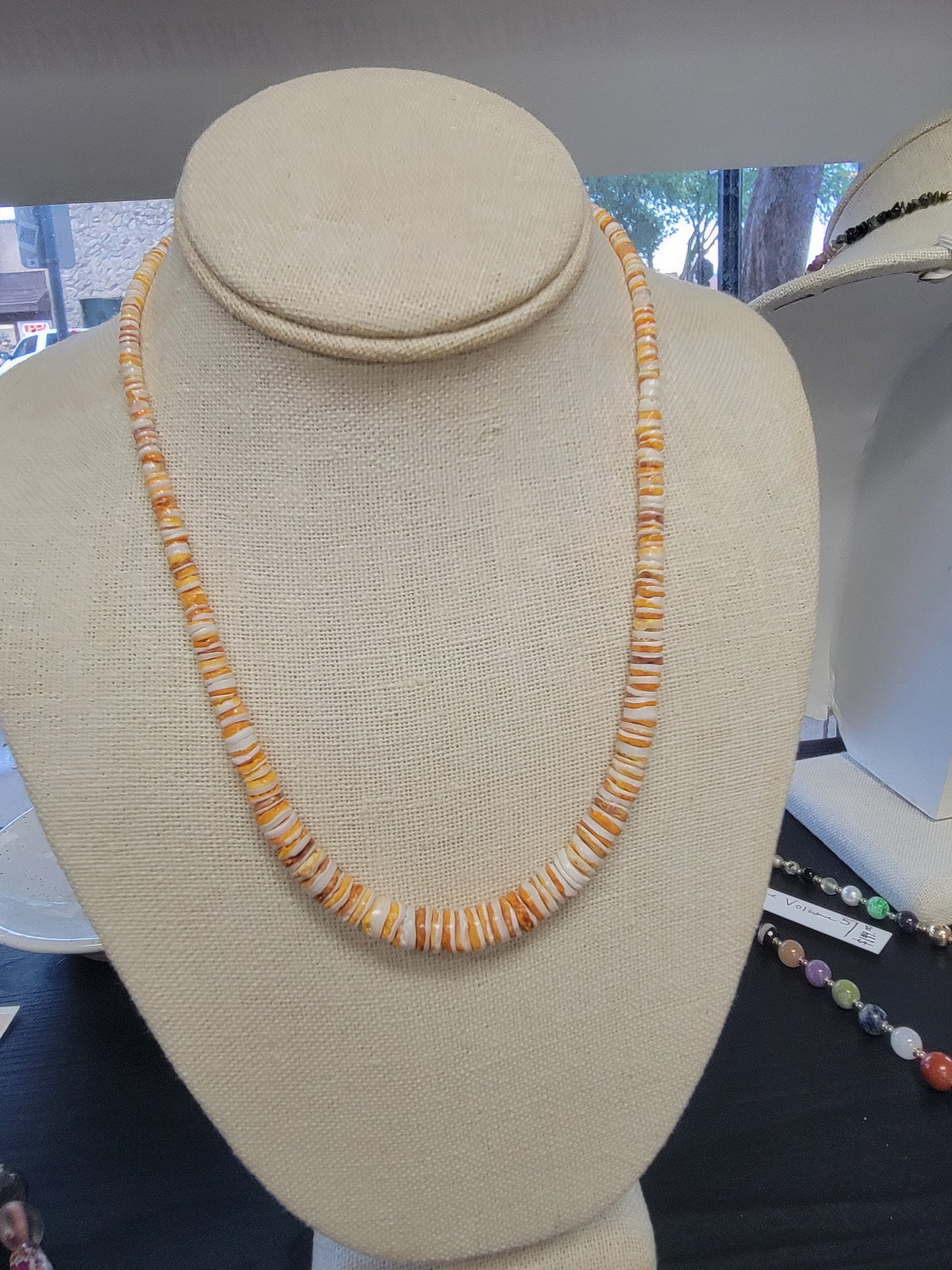 Orange Shell Necklace + Earring Set