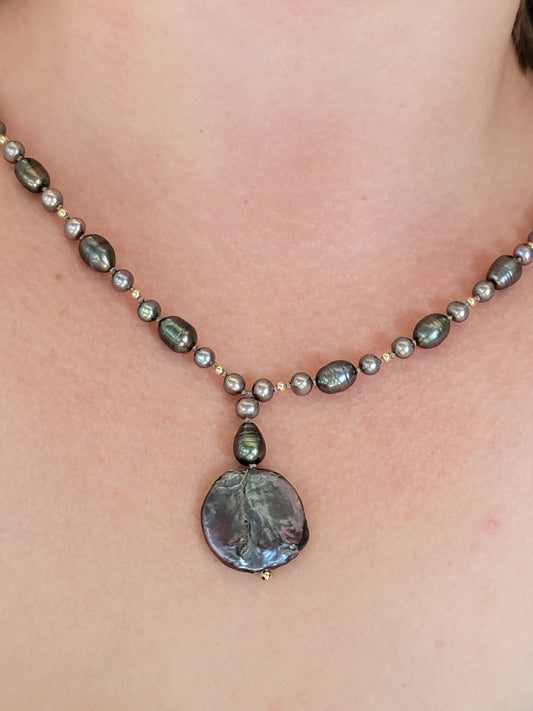 Baroque Coin Pearl Necklace- 14kt Gold-Filled - One Of A Kind
