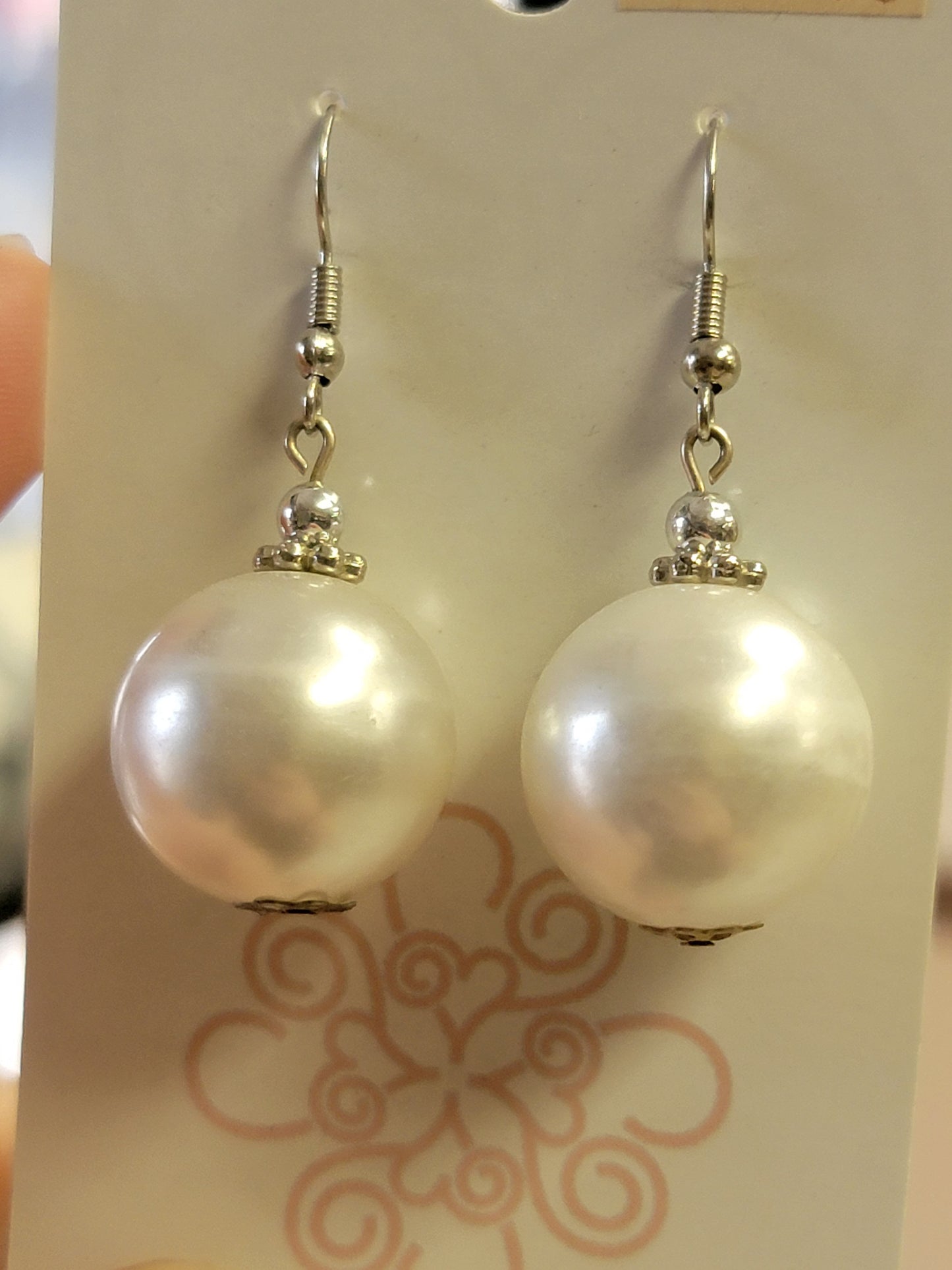 White Pearl & Silver Earrings - One of a kind