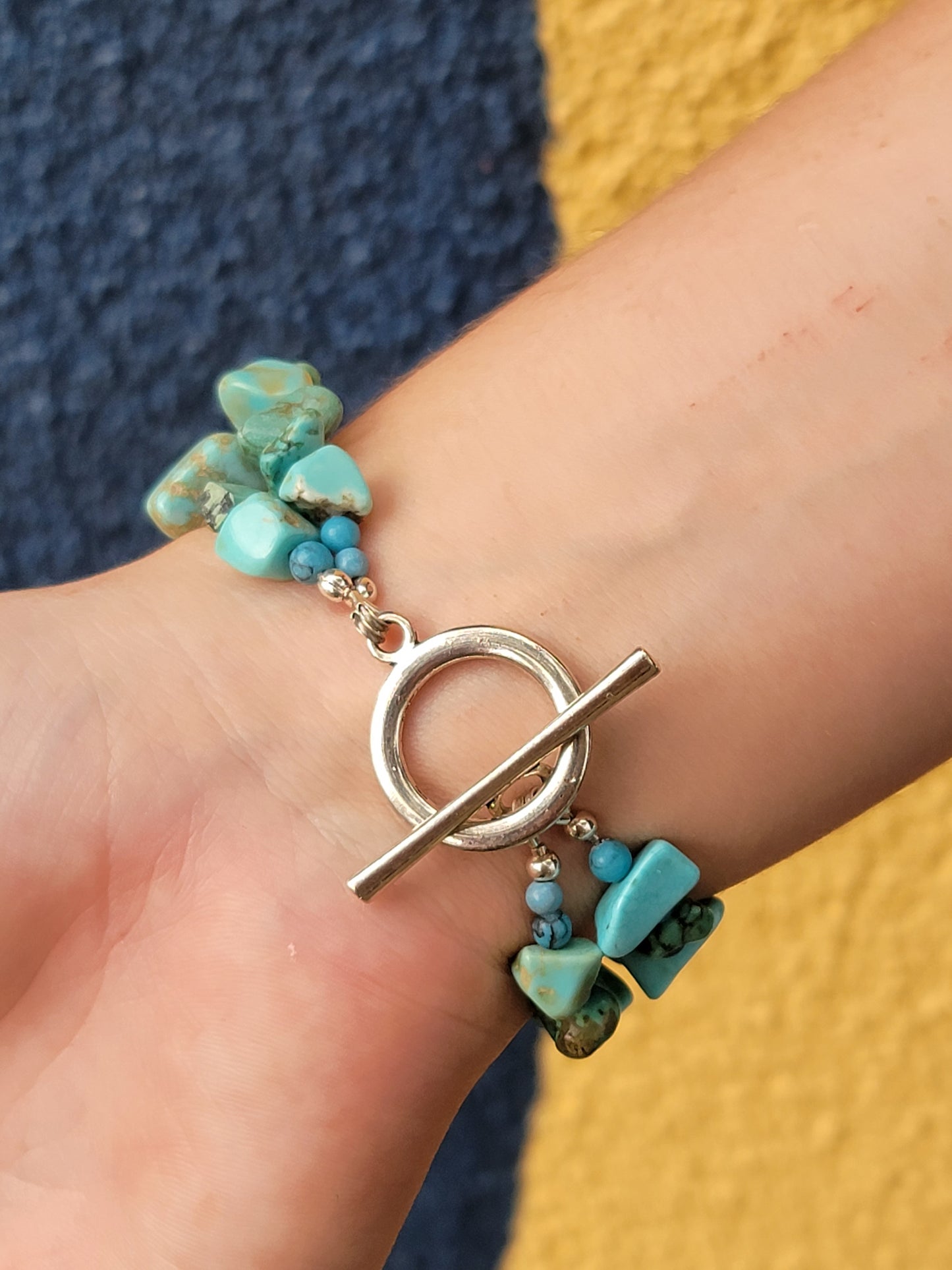 Chunky Turquoise Bracelet - Dyed Agate + Howlite - Made to order