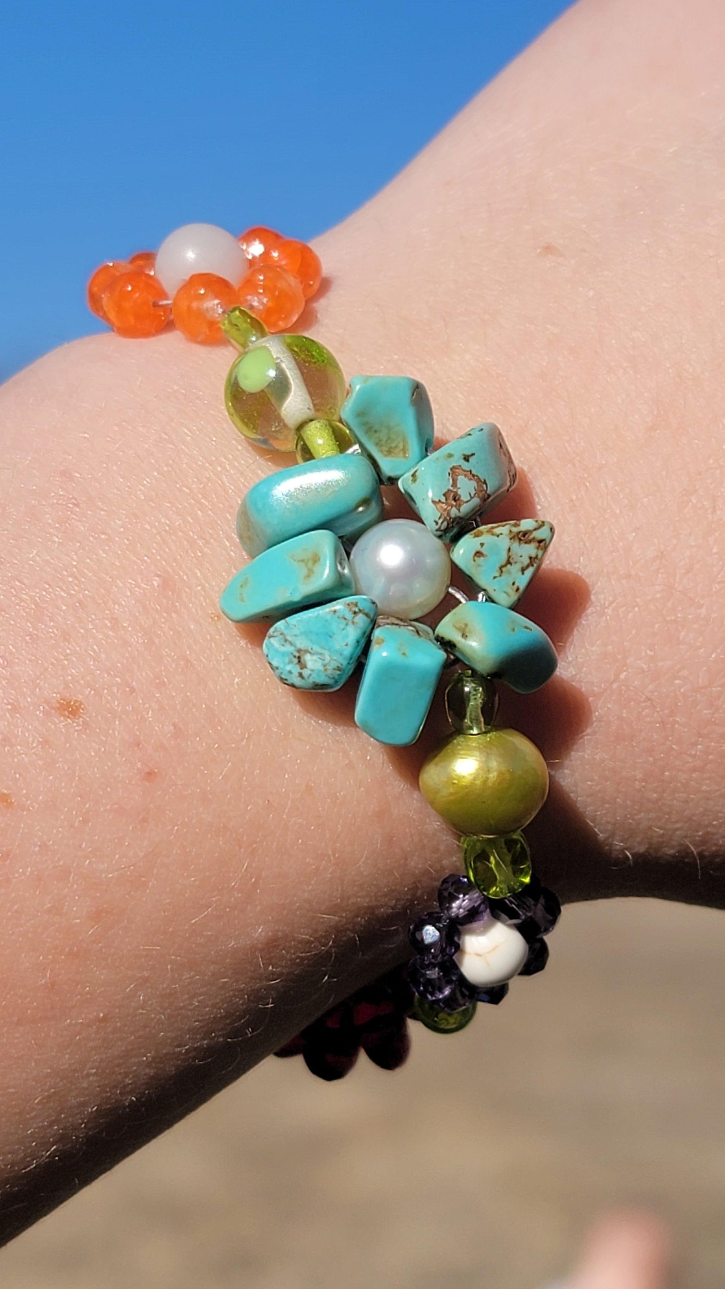 Beaded Flower Bracelet - Made to order