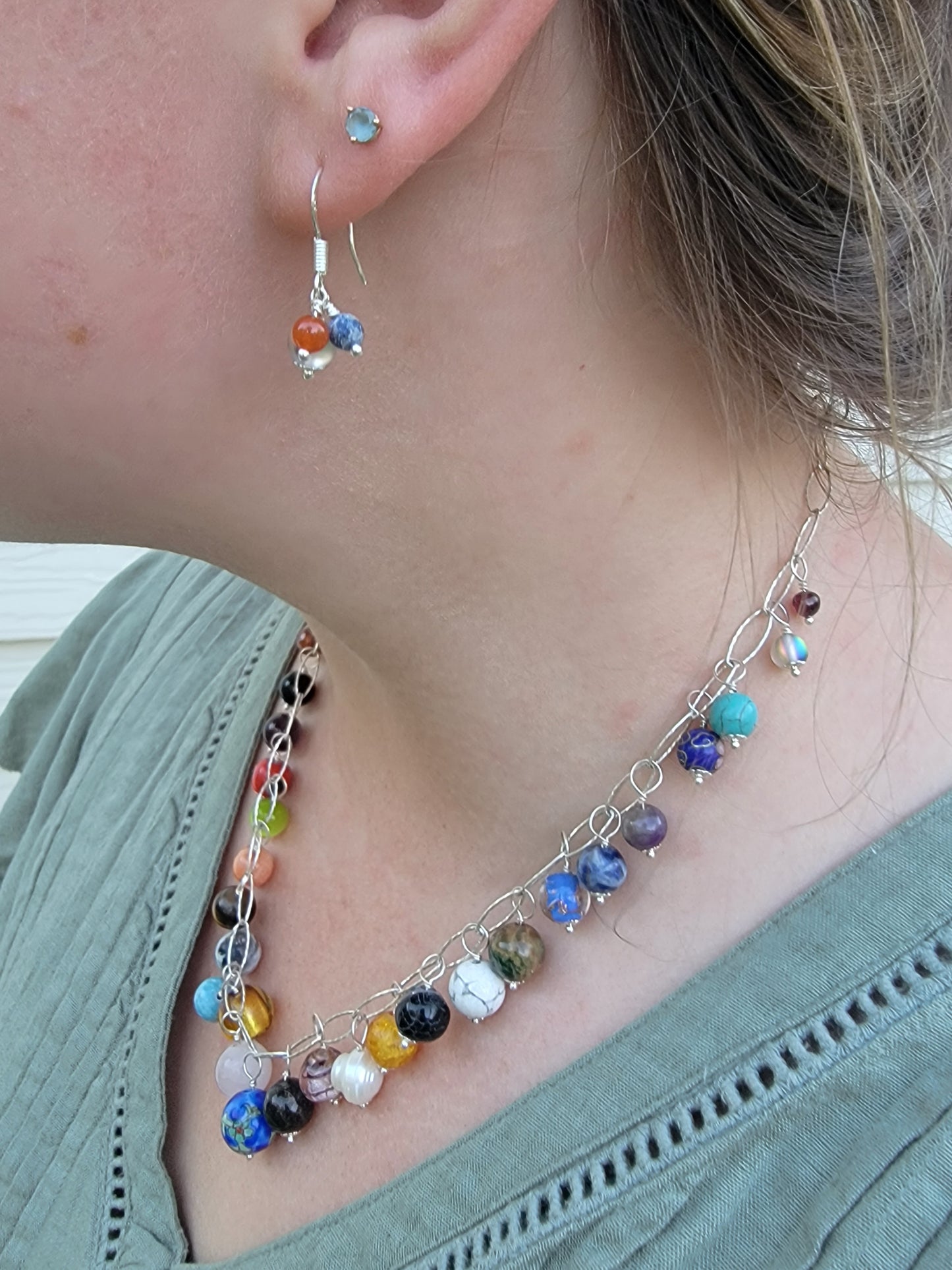 The Library Drop Set - .925 Sterling Silver Necklace & Earring Set