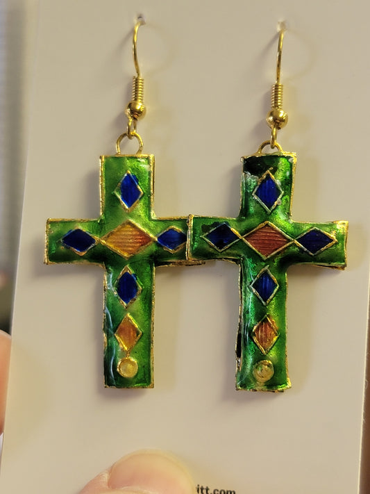 Mosaic Cross Earrings