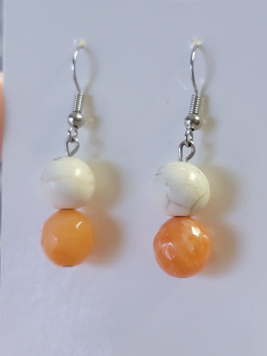 Orange & White Stone Earrings