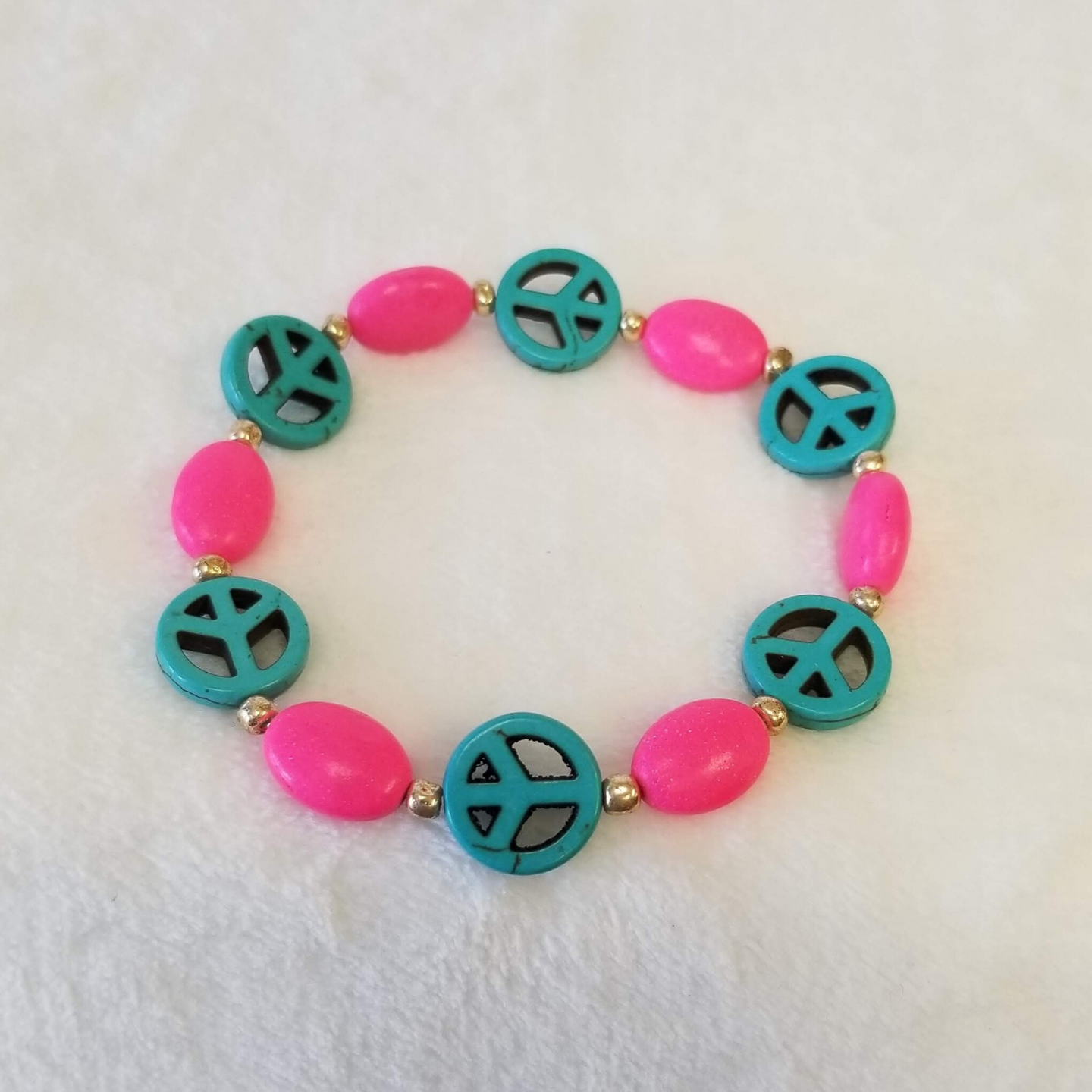 Pink Stone & Blue Peace Bracelet - DearBritt