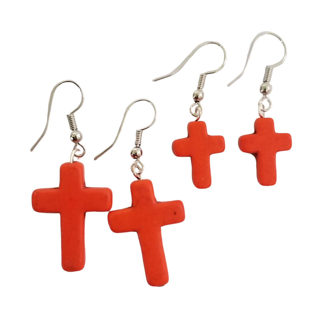 Orange Cross Earrings