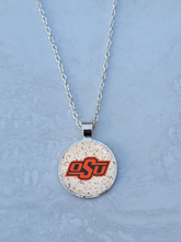 OSU, Speckled, Silver 1" Round Necklace - Made to order - Custom Length