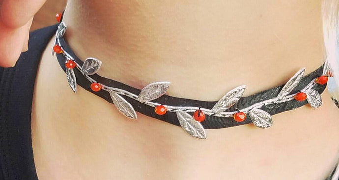 Silver Leaf Choker - Made to order