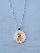 OSU, Speckled, Silver 1" Round Necklace - Made to order - Custom Length