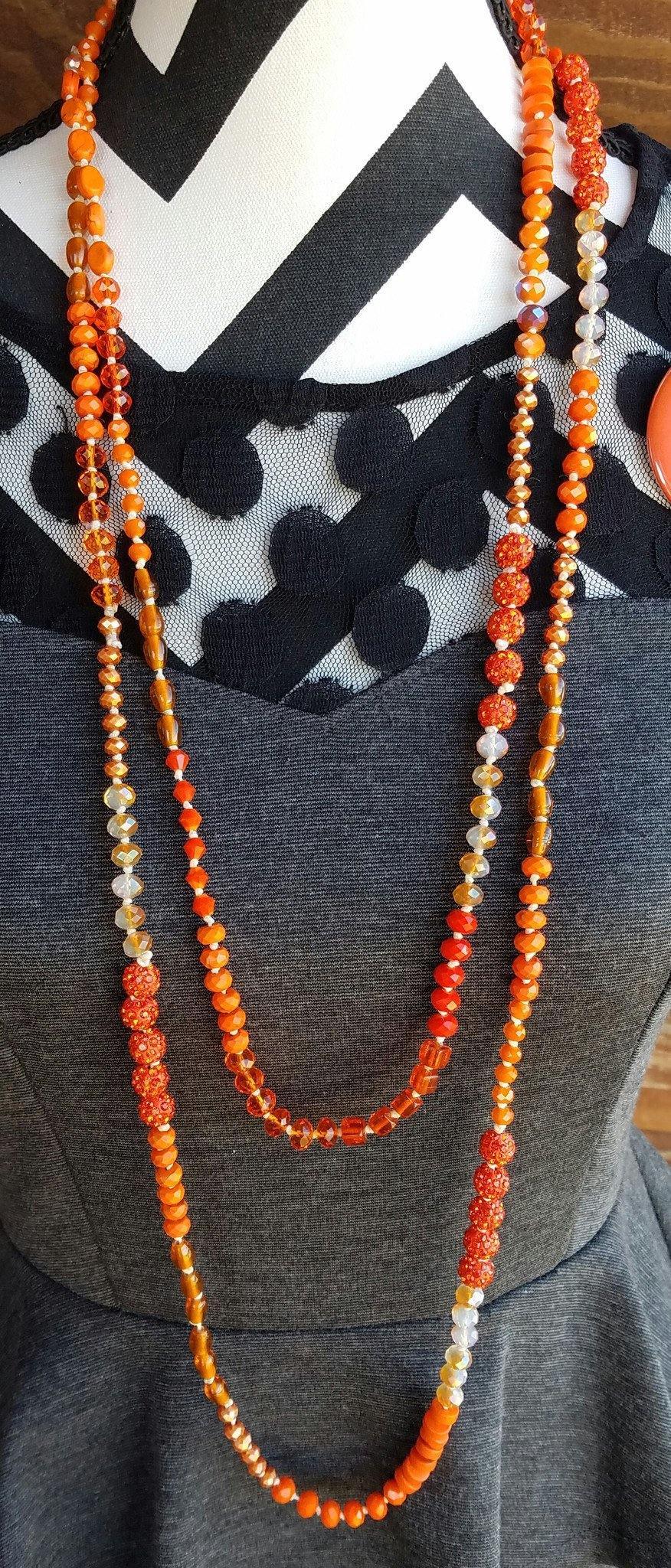 Long Orange Knotted Necklace - DearBritt