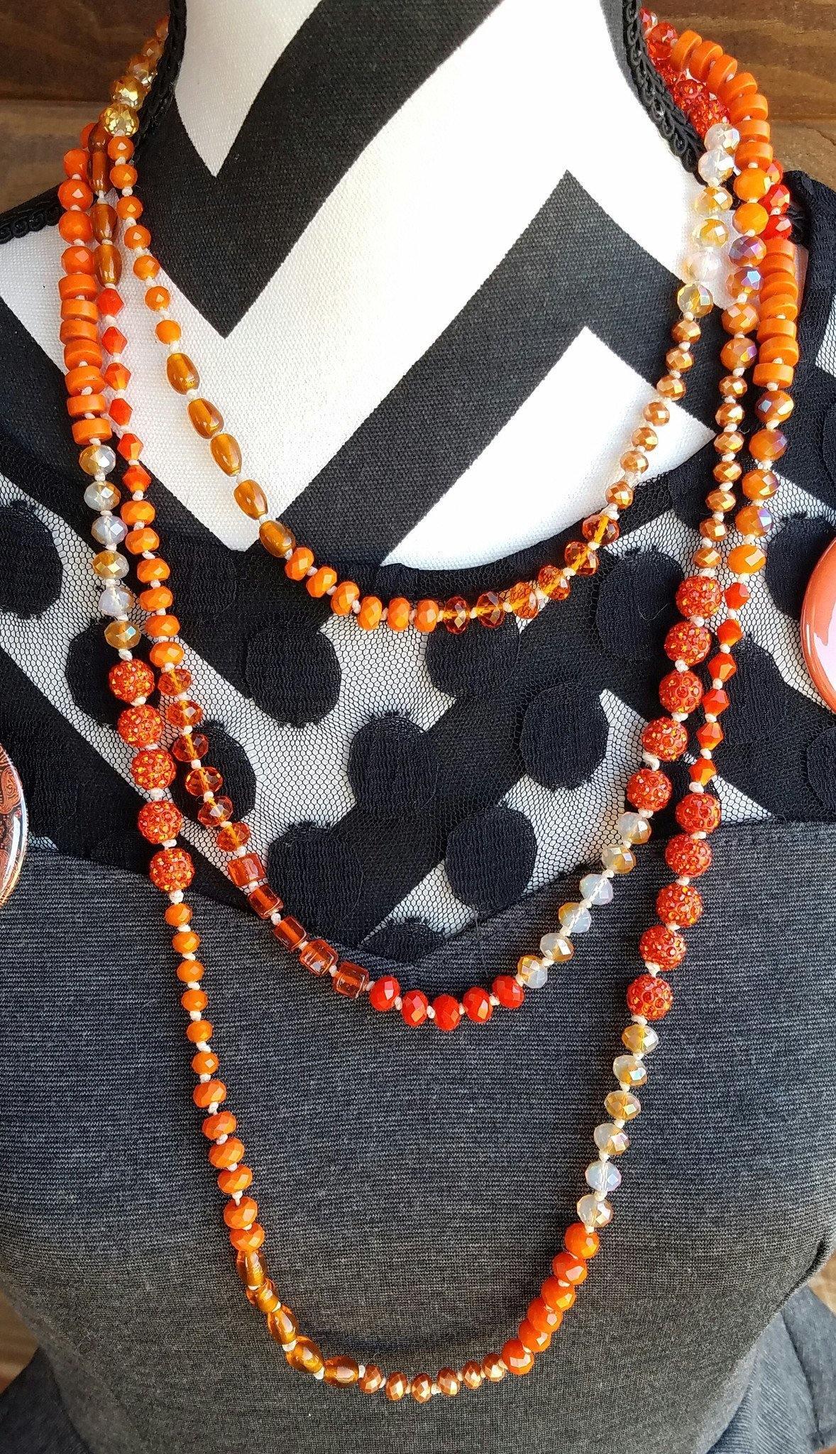 Long Orange Knotted Necklace - DearBritt