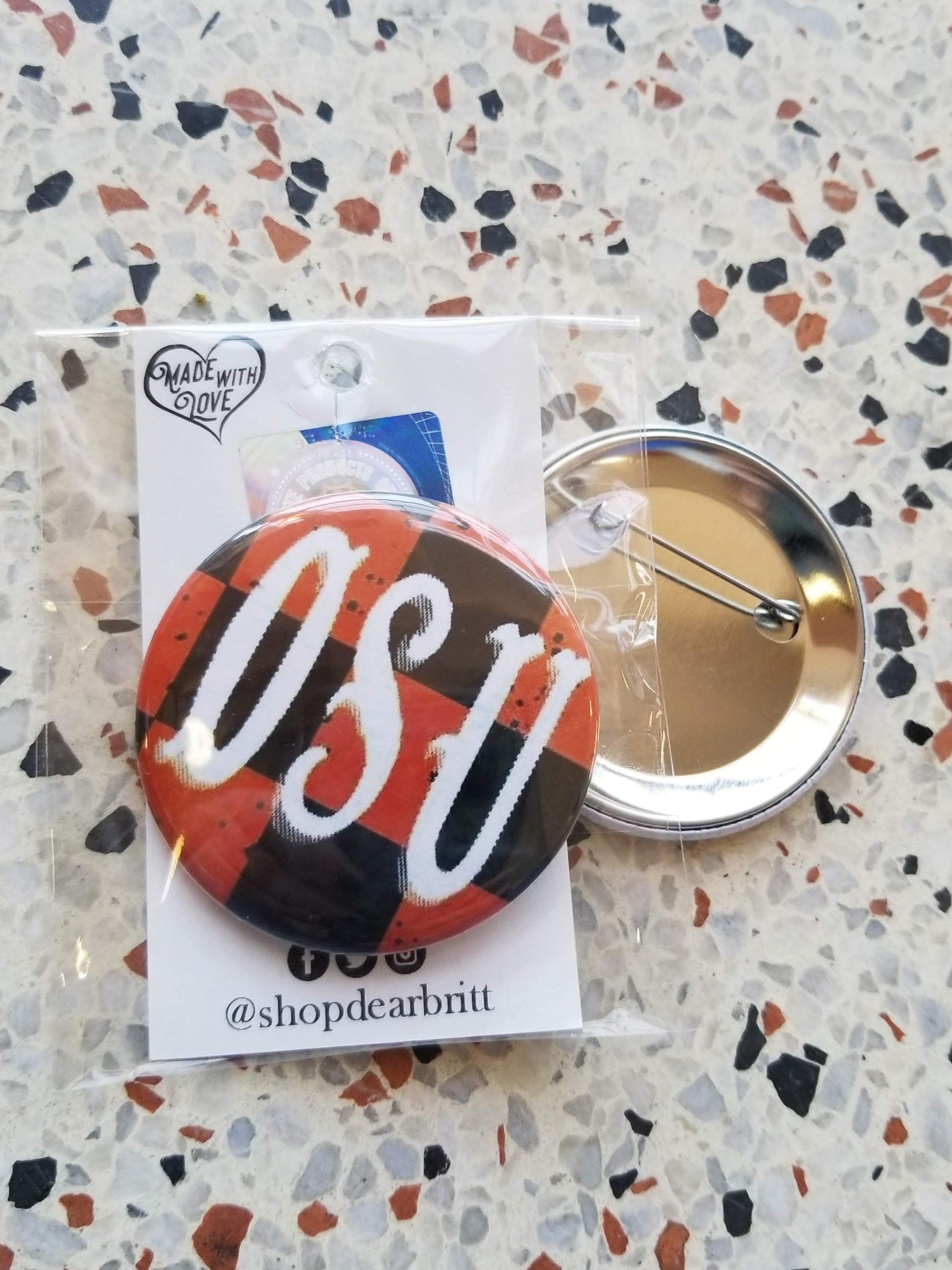 "OSU" Square Pin/Magnet - DearBritt