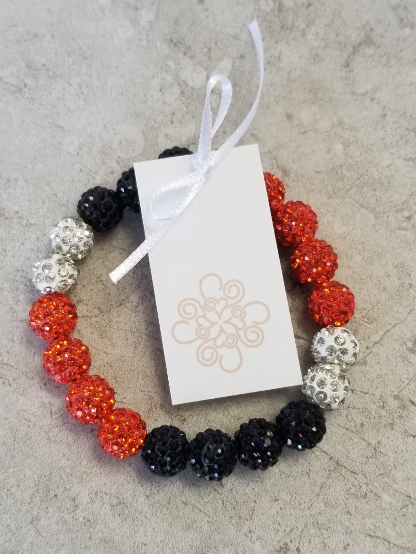 Sparkle Bracelet - Orange Black & White Color Block