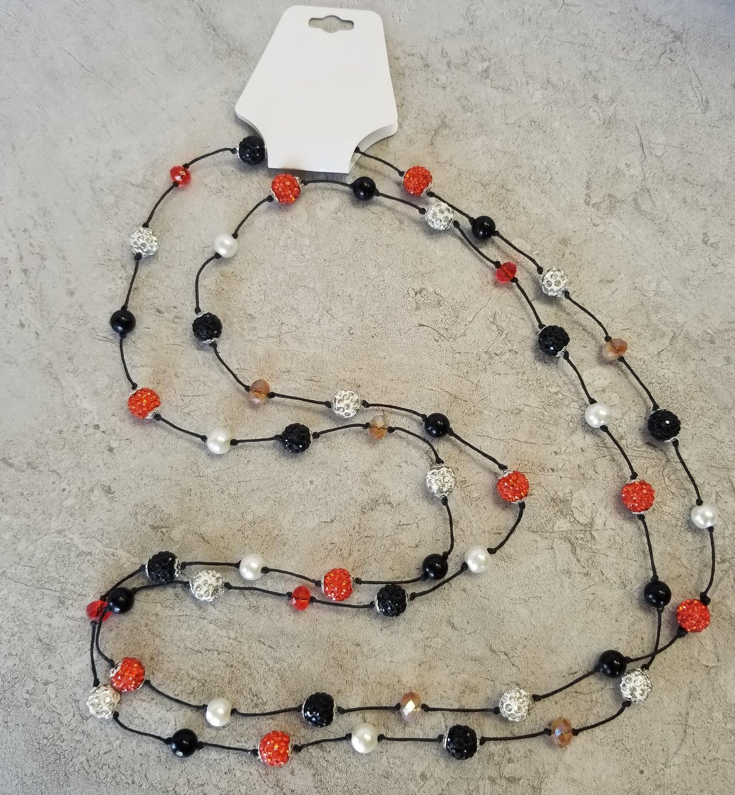 Floating Orange, Black & White Bead Necklace - DearBritt