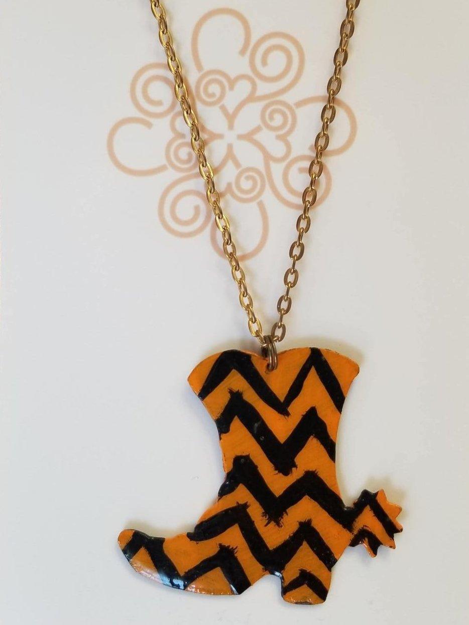 Hand Painted Cowboy Boot Necklace