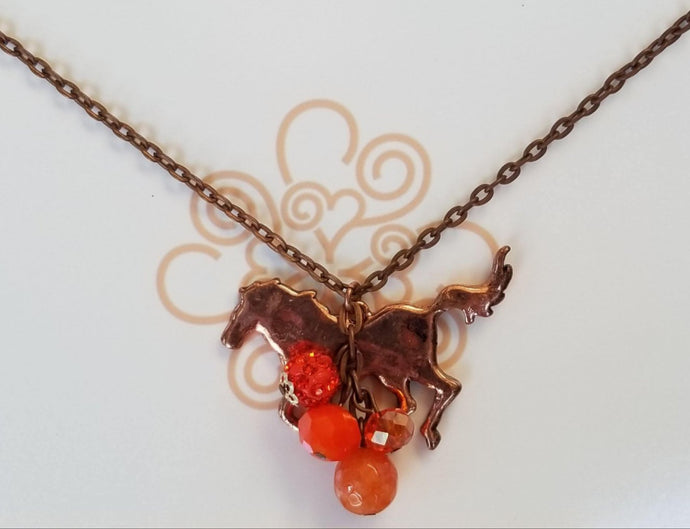 Horse Charm Necklace - Copper
