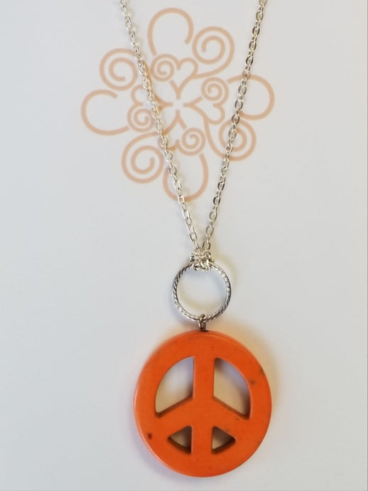 Orange Peace Sign Necklace