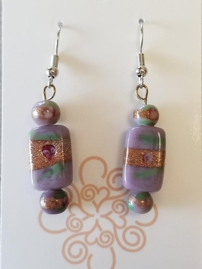 Purple & Rose Gold Earrings