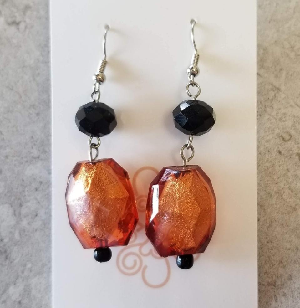 Black and Burnt Orange Acrylic Earrings - DearBritt