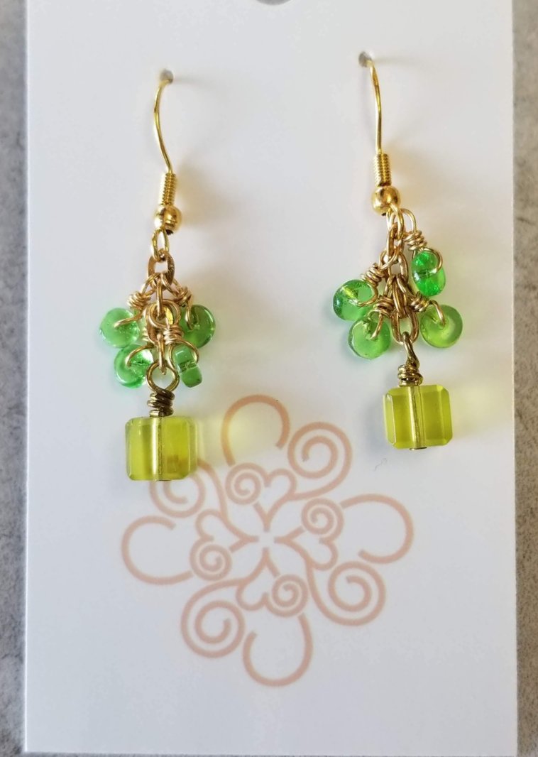 Golden Green Charm Earrings - DearBritt