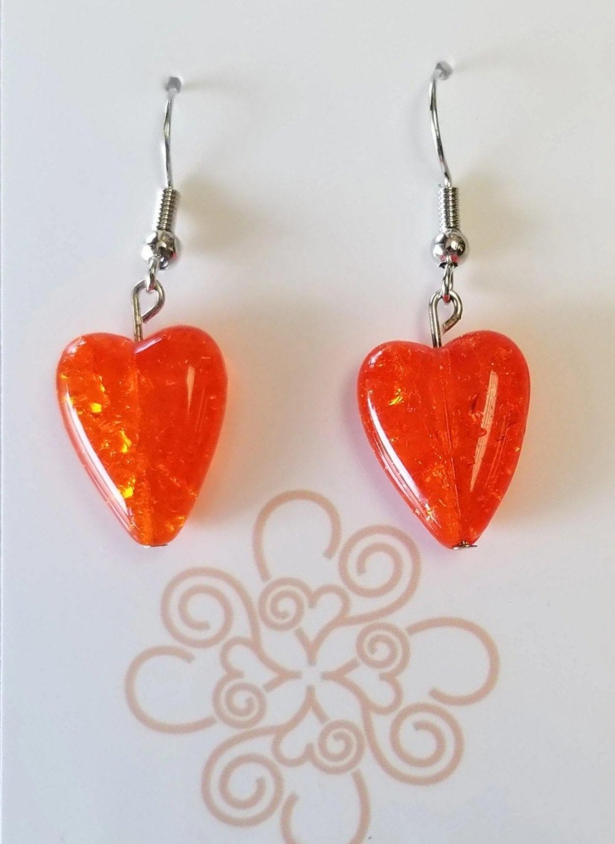 Orange Heart Earrings - DearBritt