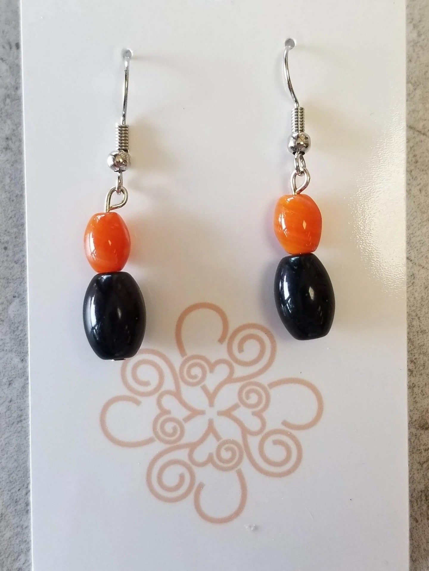 Orange and Black Bead Earrings - DearBritt