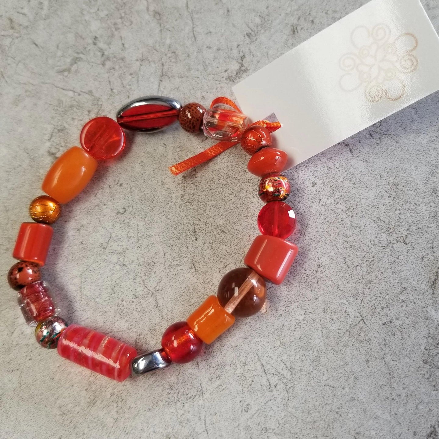 Dark Orange Multi Bead Bracelet - DearBritt