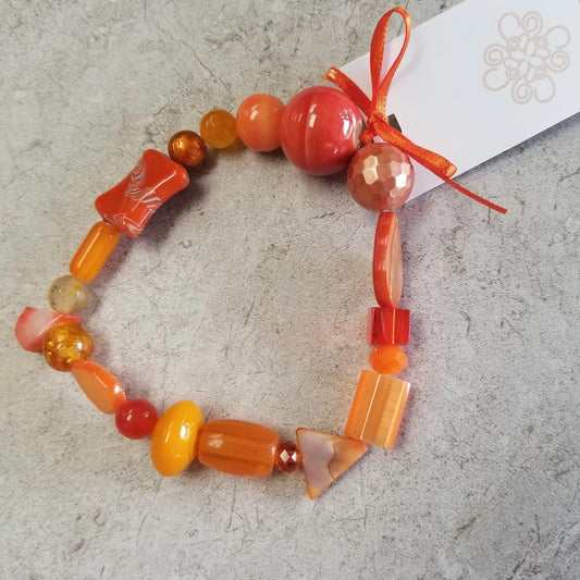 Orange Multi Bead Bracelet 2 - DearBritt