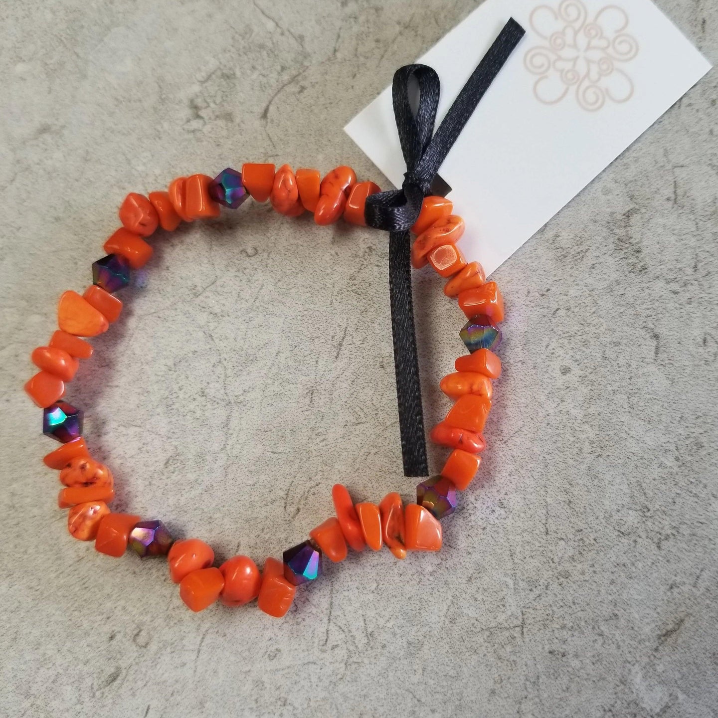 Orange Chip & Purple Crystal Bracelet - DearBritt