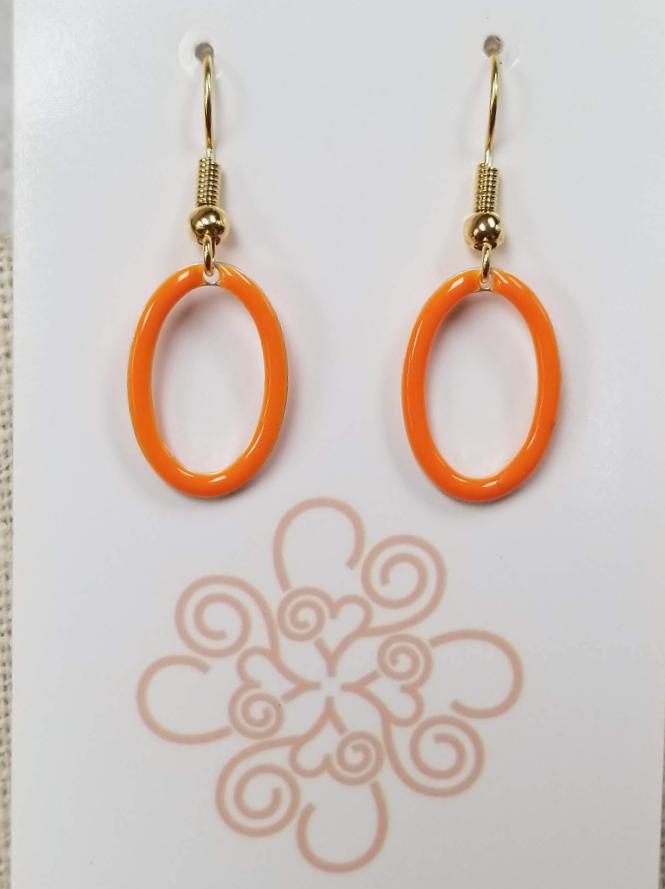 Gold & Orange Oval Loop Earrings - DearBritt