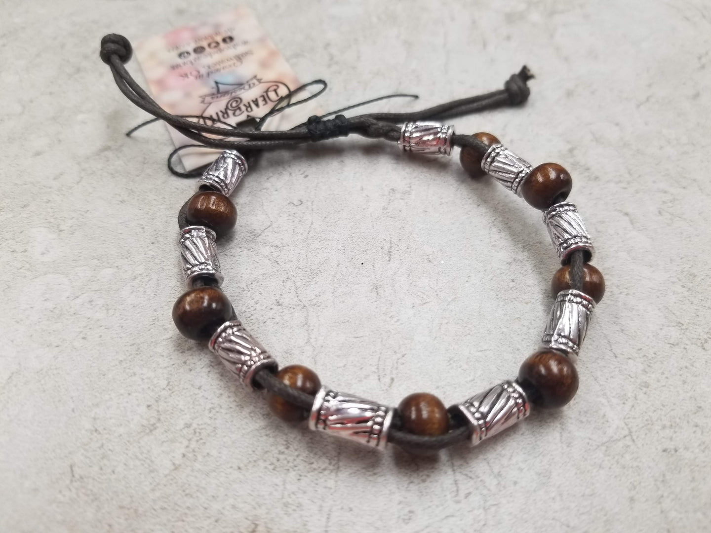 Silver & Wood Beaded String Bracelet - DearBritt