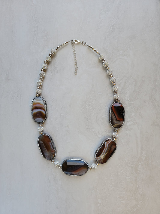 White Sparkle & Stone Necklace