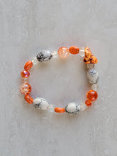 Orange & Gray Stone Jewelry Set - Matching Necklace, Bracelet & Earrings