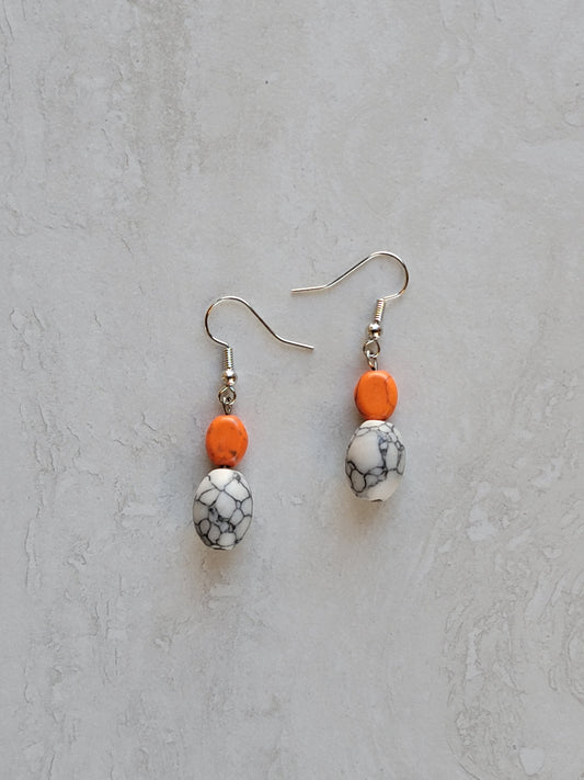 Orange & Gray Stone Earrings